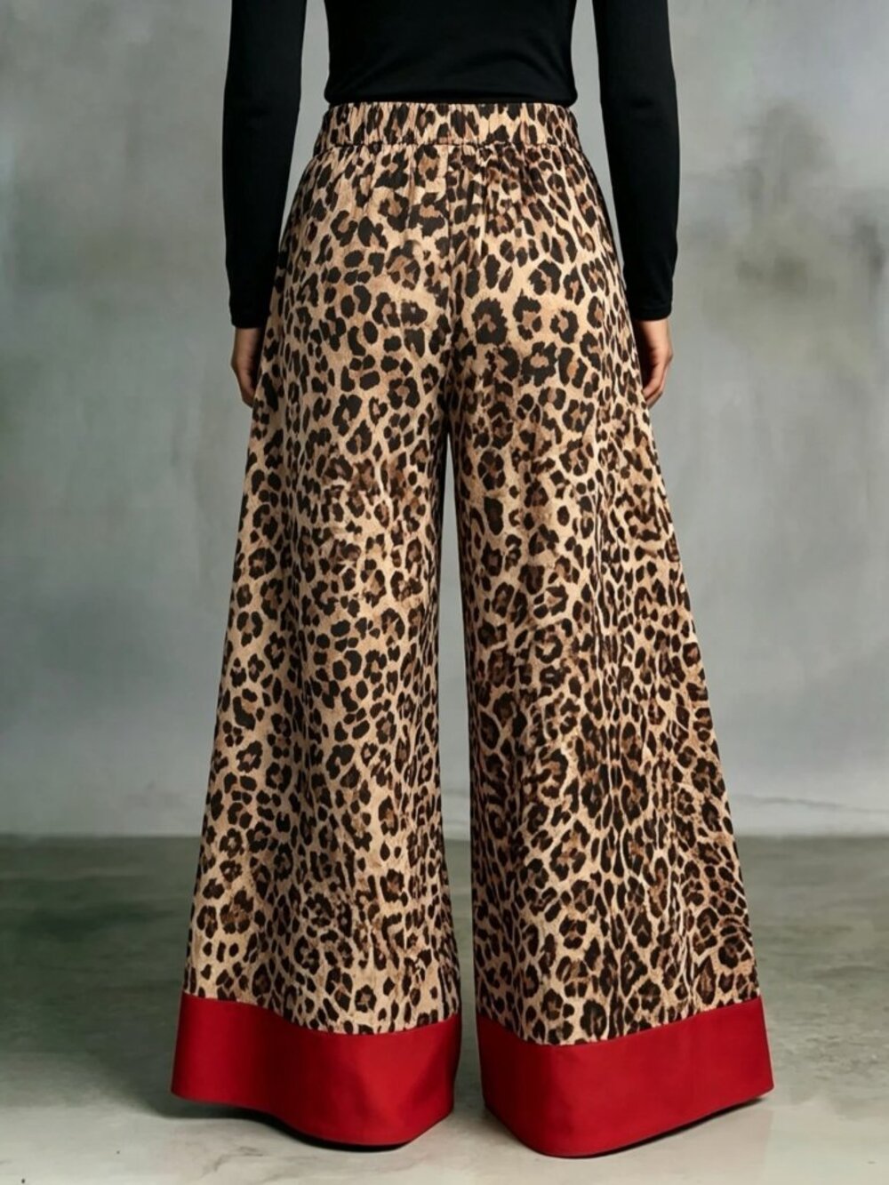 Brown Casual Women's Leopard Print Long Pants - Picture 2 of 4